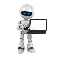 robot with open laptop